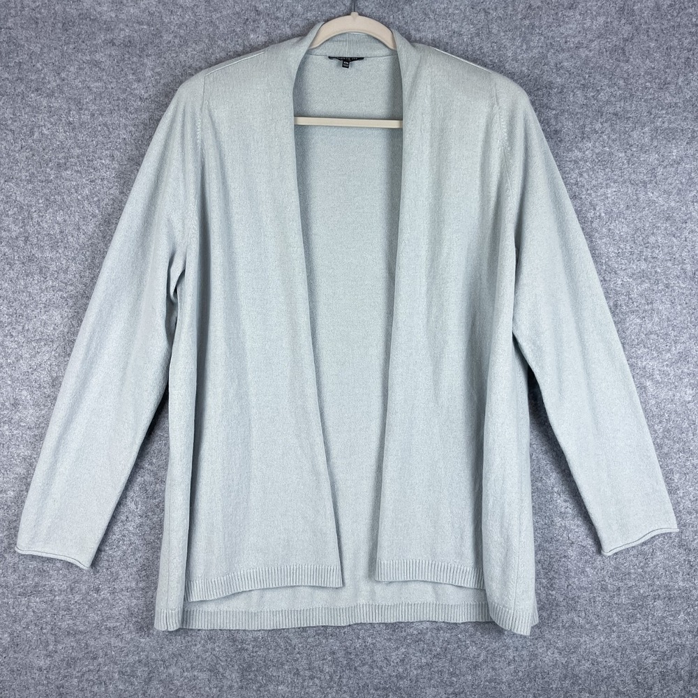 Lafayette 148 Cashmere Cardigan Sweater Womens XXL Blue Minimal Quiet Luxury